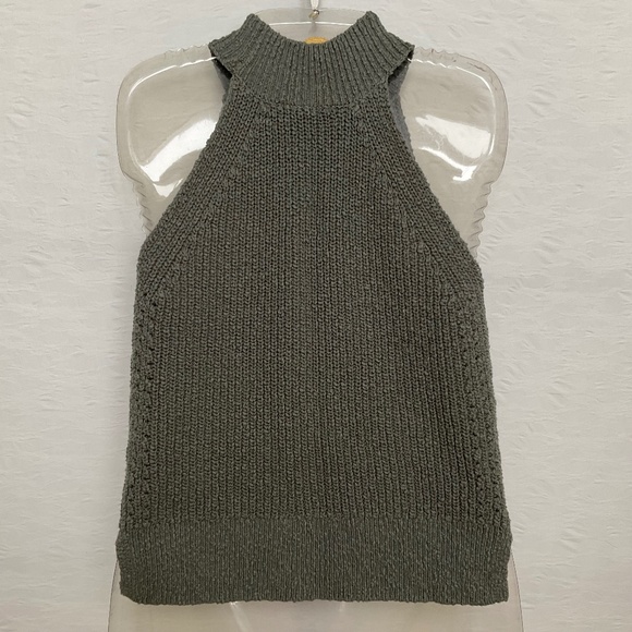 Gentle Fawn Cotton Knit Sleeveless Halter Neckline Tank Sweater Top Sage Green S - Picture 11 of 13